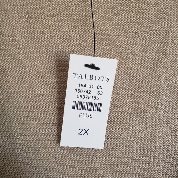 Talbots 100% Linen V-Neck Button Front Long Cardigan Tan Sz Women's 2X Plus NEW - Picture 11 of 11